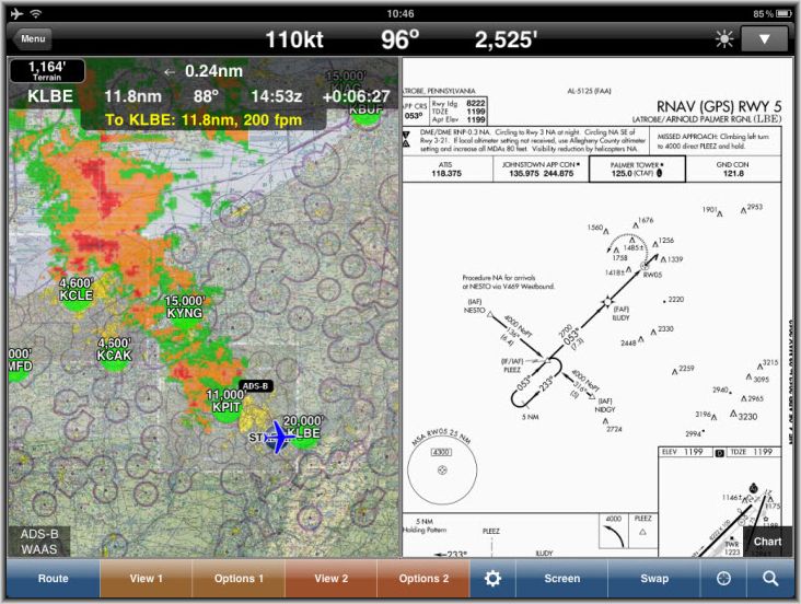 Weather and instrument approach plates